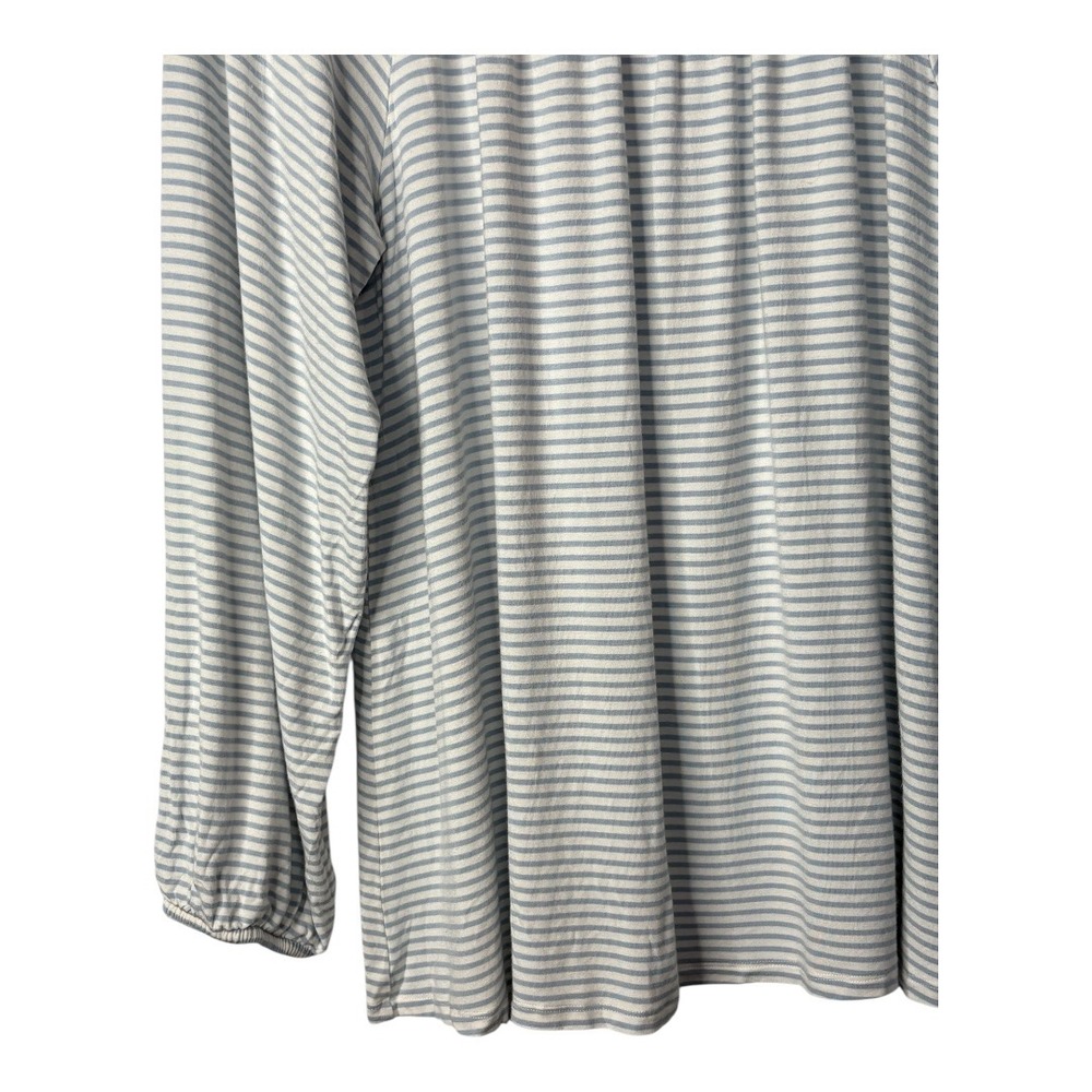 LAKE Pajamas Pima Long Sleeve Top Womens L Blue Striped Modal Lounge Sleepwear - Picture 4 of 8